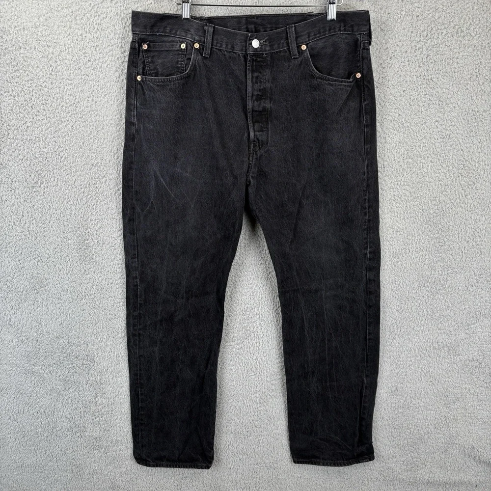 Levis 501 Jeans Mens 40 x34 (Fits 38x34) Black Straight Leg Denim‎